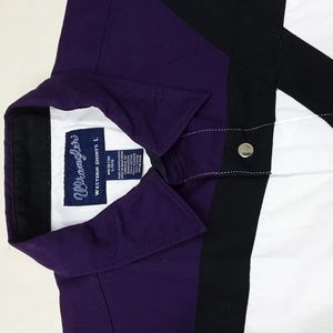 Wrangler Western Shirt Men's Size Large White Purple and Black